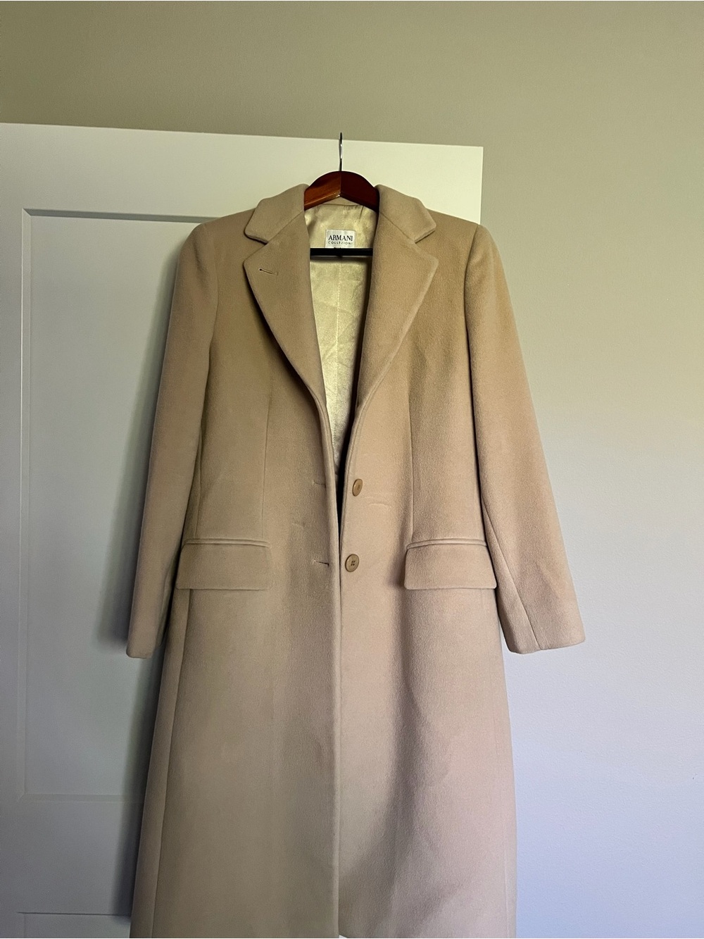Armani Collezioni Women's Camel Wool Trench Coat